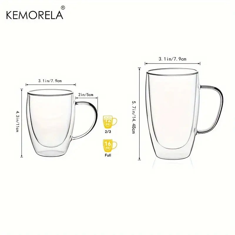Modern clear double wall glass coffee mug set kitchen drinkware
