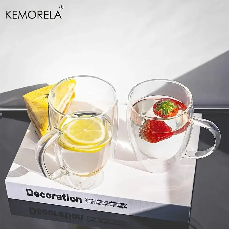 Modern clear double wall glass coffee mug set kitchen drinkware