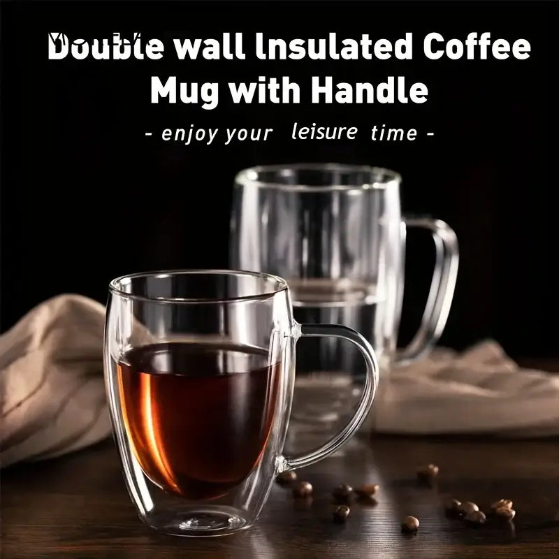 Modern clear double wall glass coffee mug set kitchen drinkware