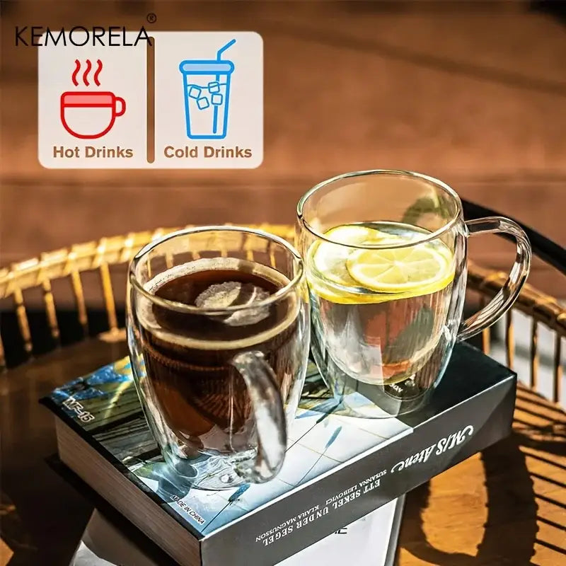 Modern clear double wall glass coffee mug set kitchen drinkware