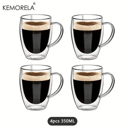 Modern clear double wall glass coffee mug set kitchen drinkware