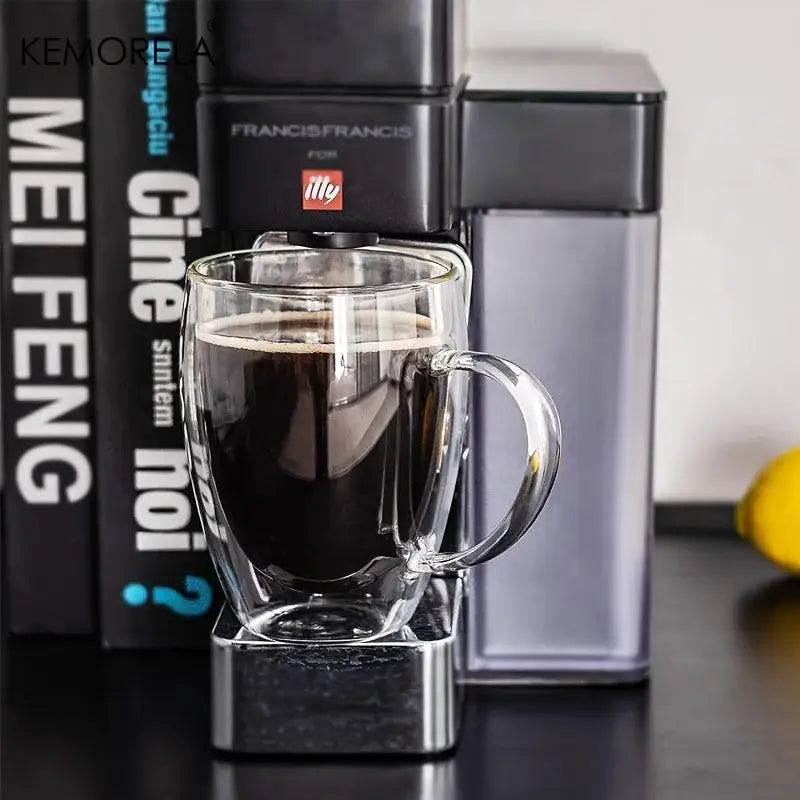 Modern clear double wall glass coffee mug set kitchen drinkware