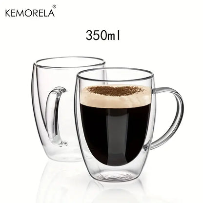 Modern clear double wall glass coffee mug set kitchen drinkware