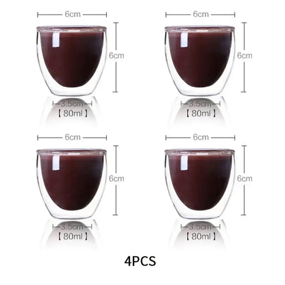 Modern clear double wall glass cup set dining room tumblers