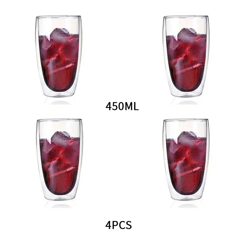 Modern clear double wall glass cup set dining room tumblers