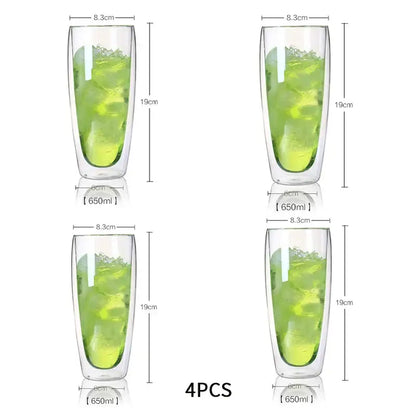 Modern clear double wall glass cup set dining room tumblers
