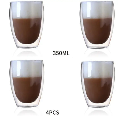 Modern clear double wall glass cup set dining room tumblers