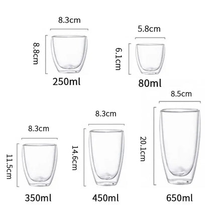 Modern clear double wall glass cup set dining room tumblers