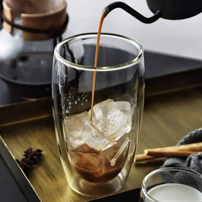 Modern clear double wall glass cup set dining room tumblers