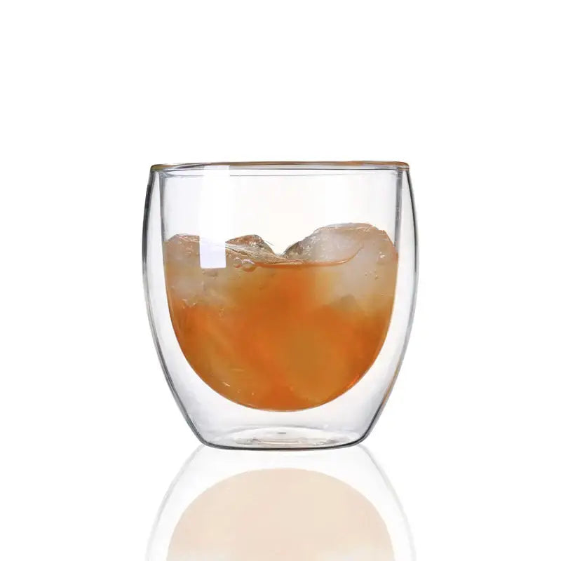 Modern clear double wall glass cup set dining room tumblers