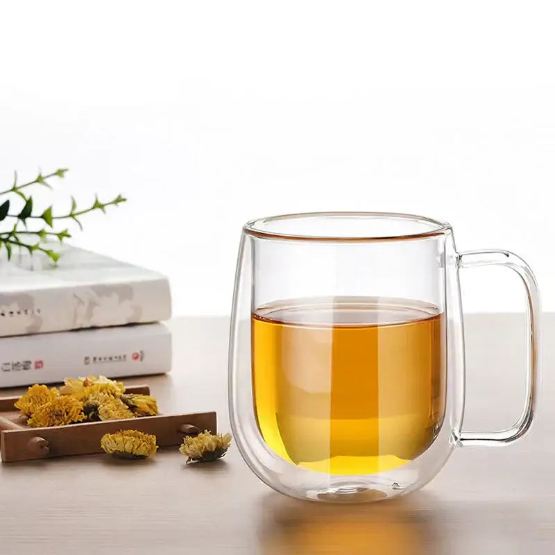 Modern clear double wall glass mug kitchen tea cup