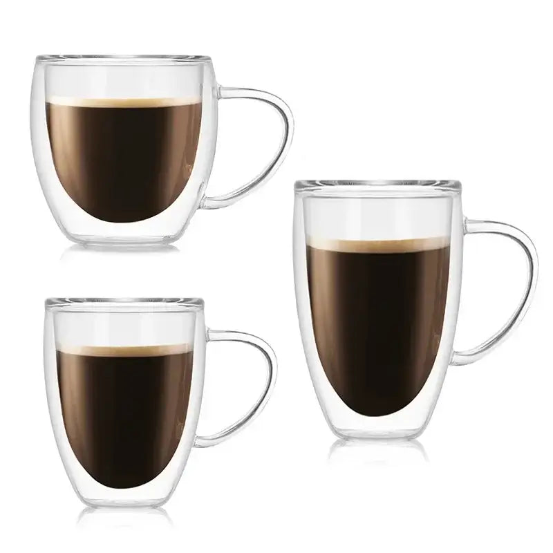 Modern clear double wall glasses – kitchen coffee mug set