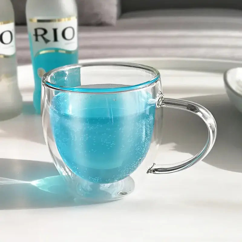 Modern clear double wall glasses – kitchen coffee mug set