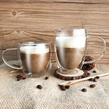 Modern clear double wall glasses – kitchen coffee mug set