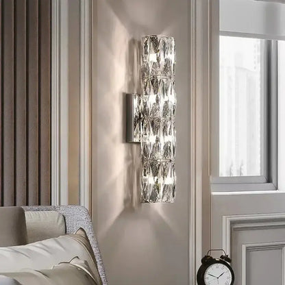 Modern clear faceted crystal wall lamp for luxury living room