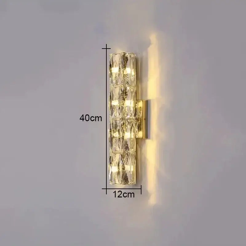 Modern clear faceted crystal wall lamp for luxury living room