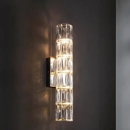 Modern clear faceted crystal wall lamp for luxury living room
