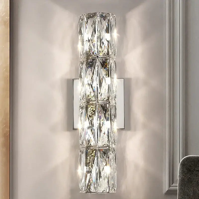 Modern clear faceted crystal wall lamp for luxury living room