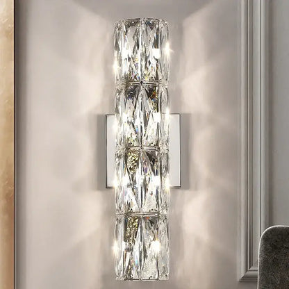 Modern clear faceted crystal wall lamp for luxury living room