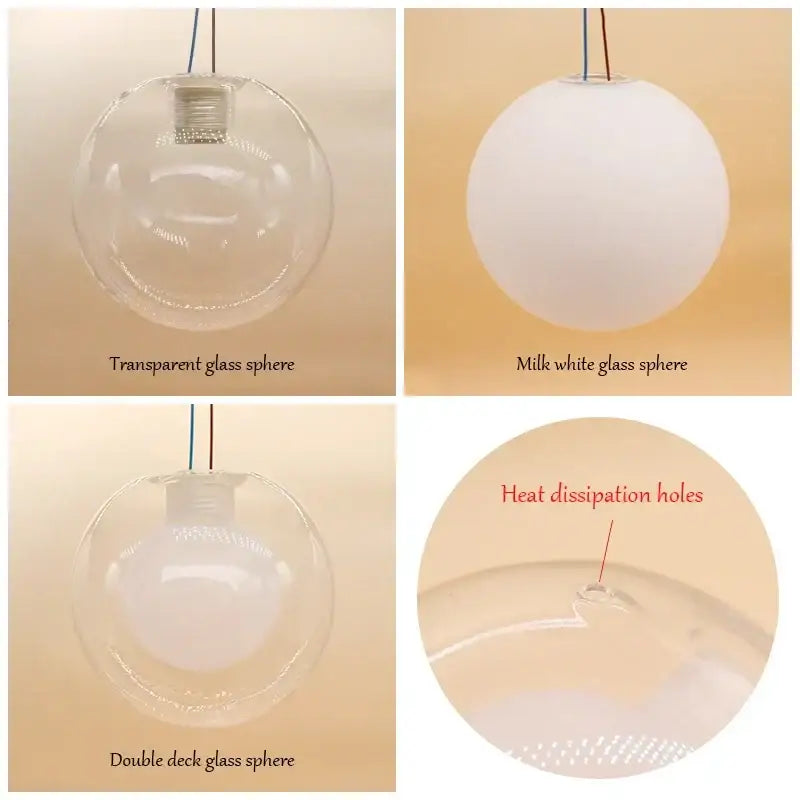 Modern clear & frosted glass ball pendant light dining room replacement