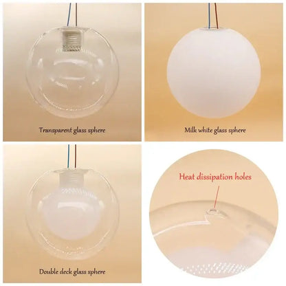 Modern clear & frosted glass ball pendant light dining room replacement