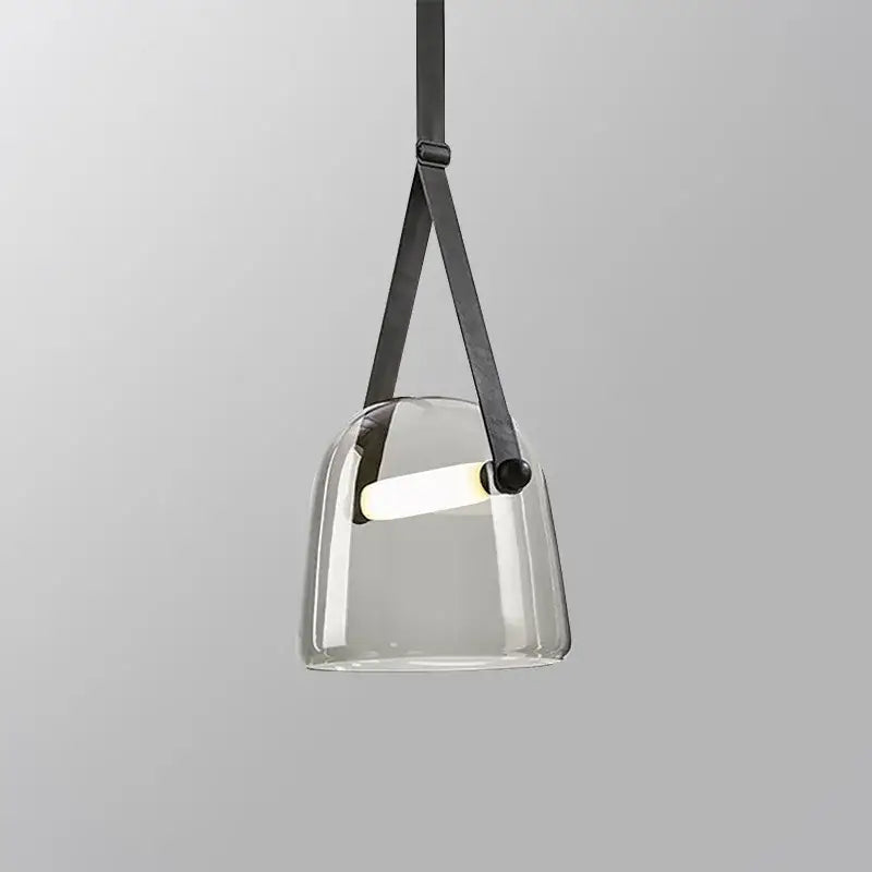 Modern clear glass and black leather pendant light fixture kitchen