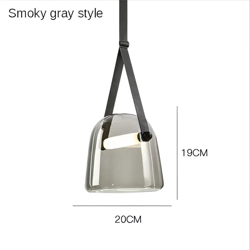 Modern clear glass and black leather pendant light fixture kitchen