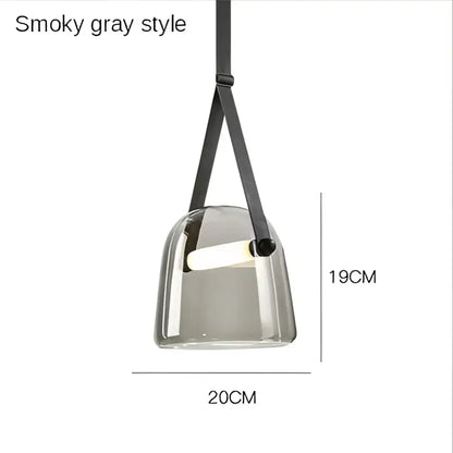 Modern clear glass and black leather pendant light fixture kitchen