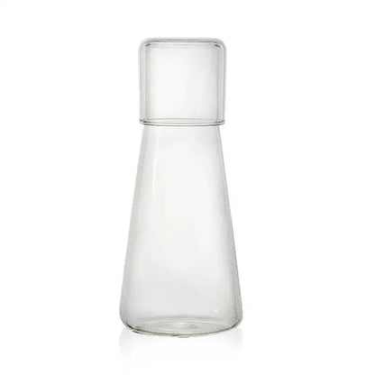 Modern clear glass bedside water carafe set with cup for bedroom