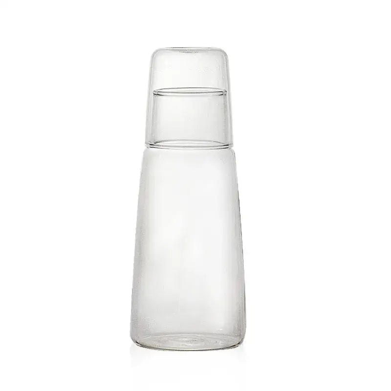 Modern clear glass bedside water carafe set with cup for bedroom
