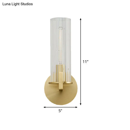 DecorBites™ Modern Clear Glass Brass Wall Sconce with Cylinder Design - Perfect for Bedside Lighting
