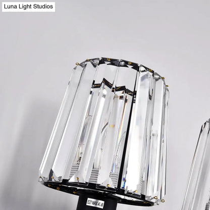 DecorBites™ Modern Clear Glass Conic Wall Lamp - 1/2-Bulb Black Sconce Lighting with Crystal Decor