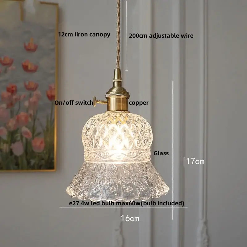Modern clear glass copper pendant light kitchen hanging lamp