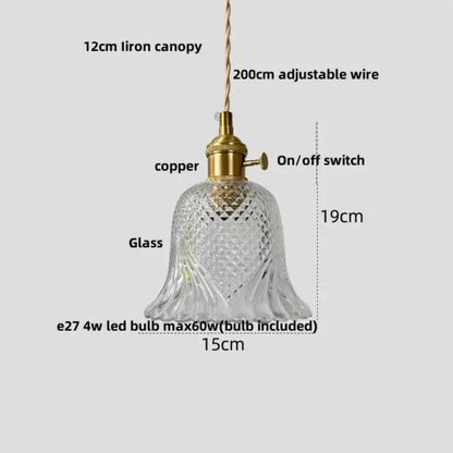 Modern clear glass copper pendant light kitchen hanging lamp