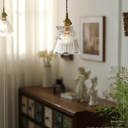 Modern clear glass copper pendant light kitchen hanging lamp