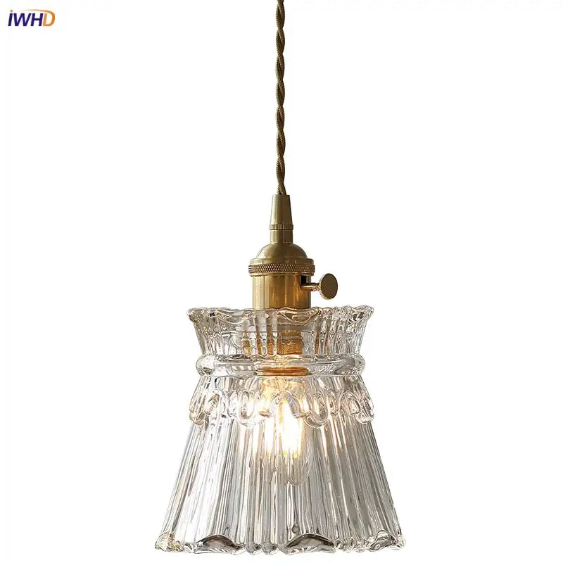 Modern clear glass copper pendant light kitchen hanging lamp