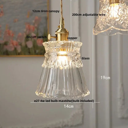 Modern clear glass copper pendant light kitchen hanging lamp