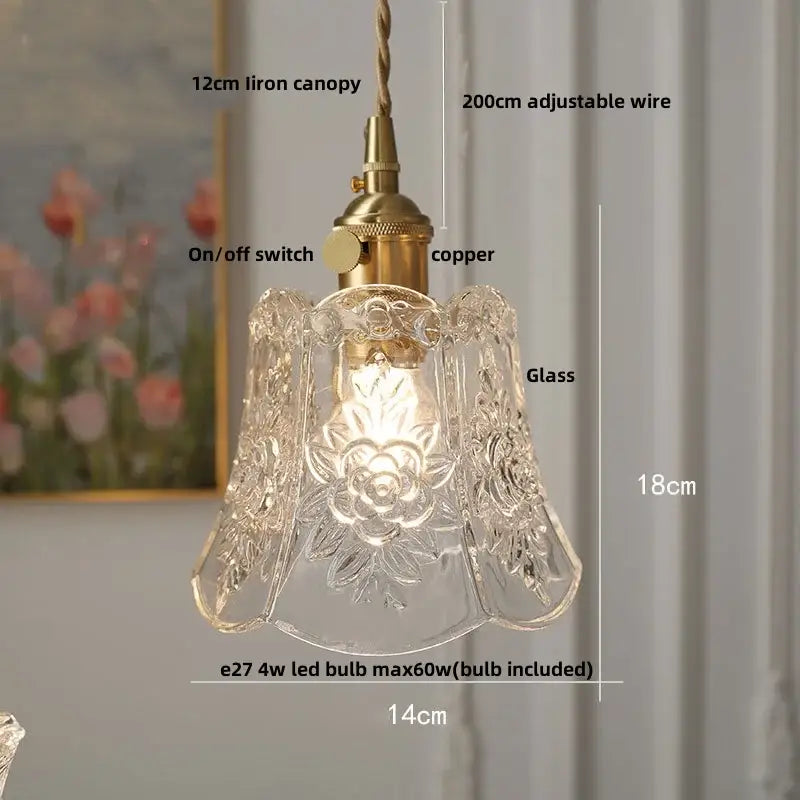 Modern clear glass copper pendant light kitchen hanging lamp