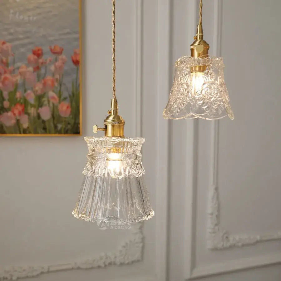 Modern clear glass copper pendant light kitchen hanging lamp