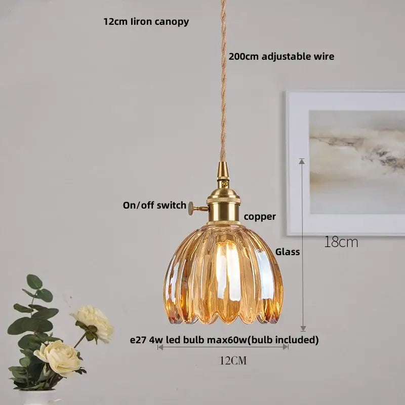 Modern clear glass copper pendant light kitchen hanging lamp