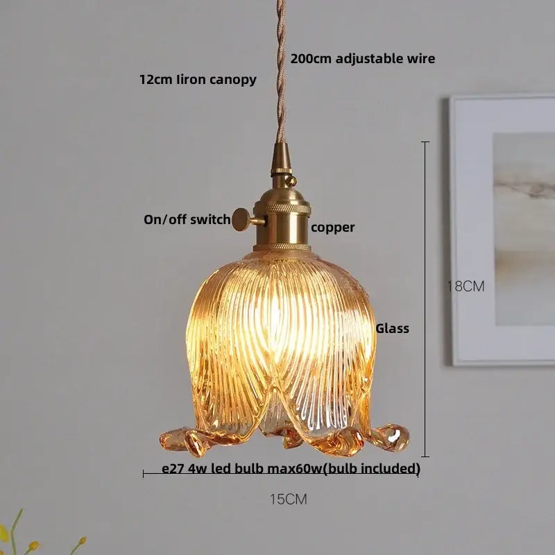 Modern clear glass copper pendant light kitchen hanging lamp