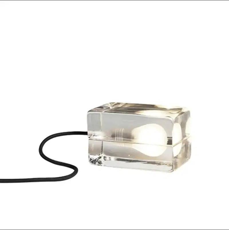 Modern clear glass cube led table lamp bedroom nightlight