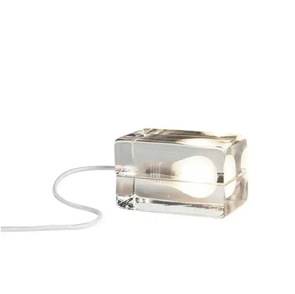 Modern clear glass cube led table lamp bedroom nightlight