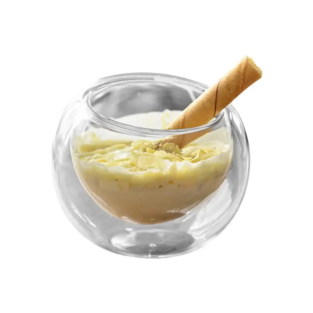 Modern clear glass cup set for kitchen custard and dessert