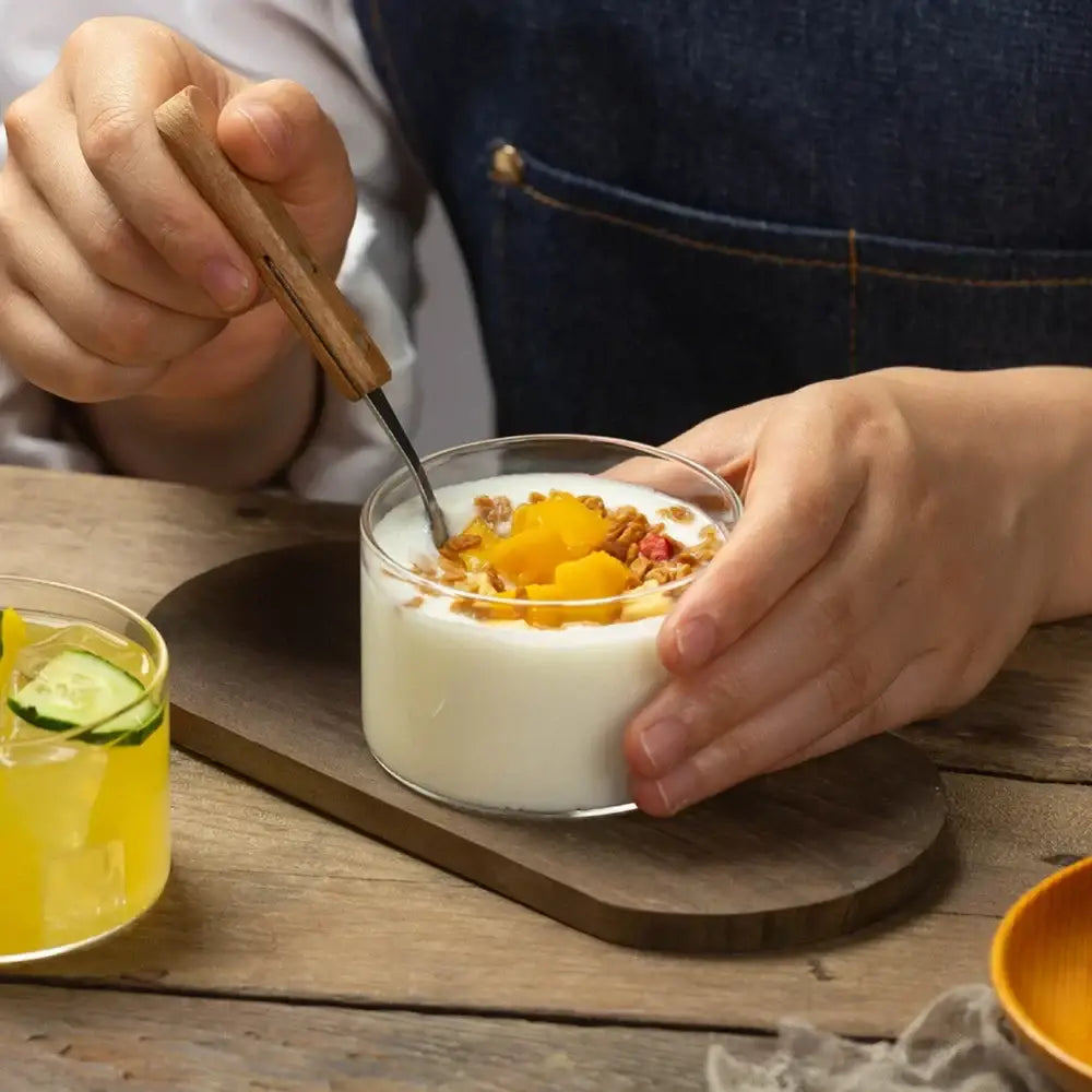 Modern clear glass cup set for kitchen custard and dessert