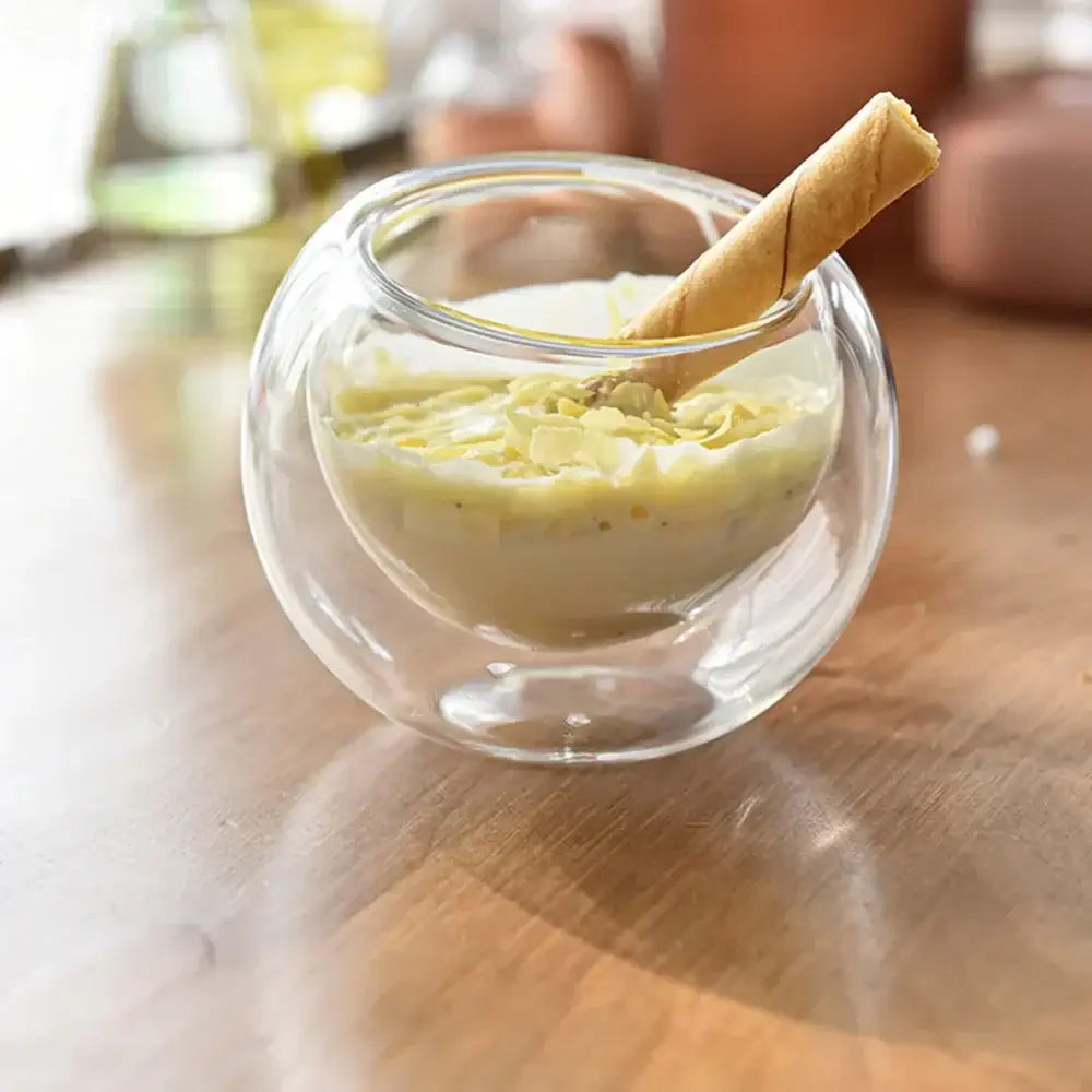 Modern clear glass cup set for kitchen custard and dessert