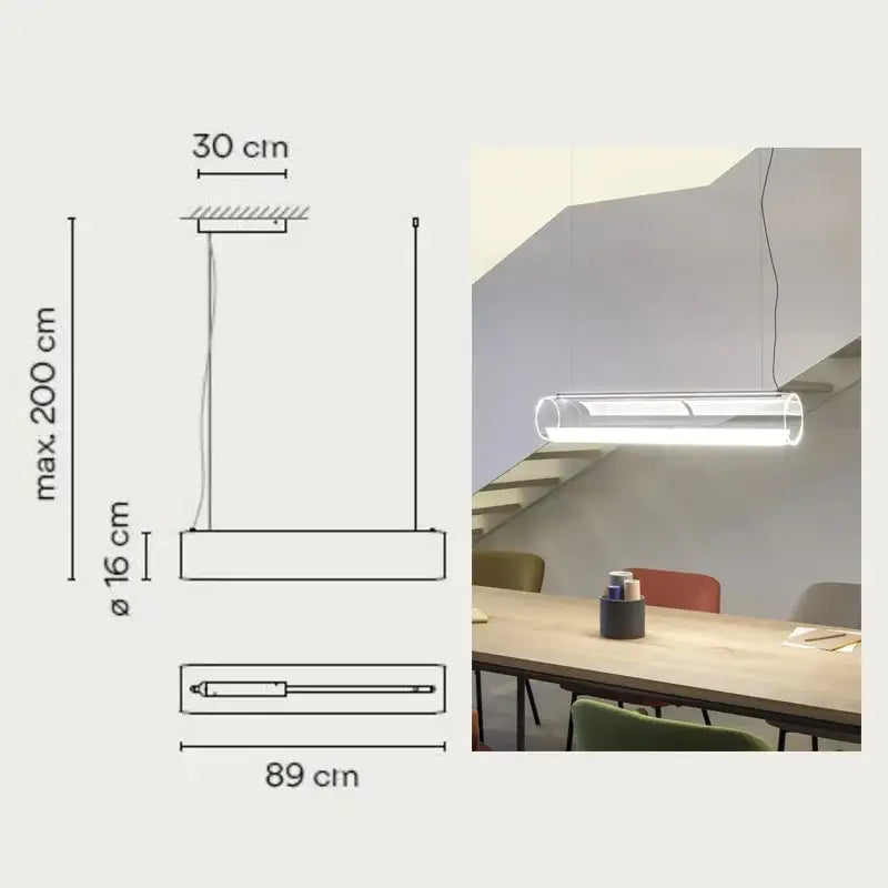 Modern clear glass cylinder pendant light dining room warm led