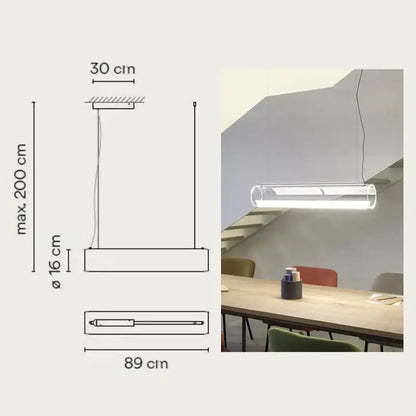 Modern clear glass cylinder pendant light dining room warm led