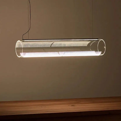 Modern clear glass cylinder pendant light dining room warm led
