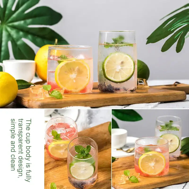 Modern clear glass drinkware cup set kitchen tumblers